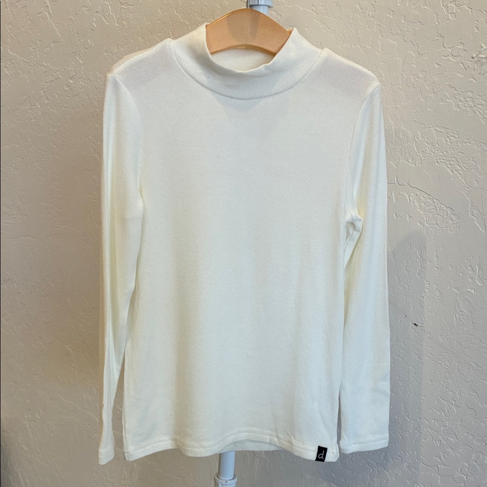 deux par deux Cream Long Sleeve Mock Neck Tee